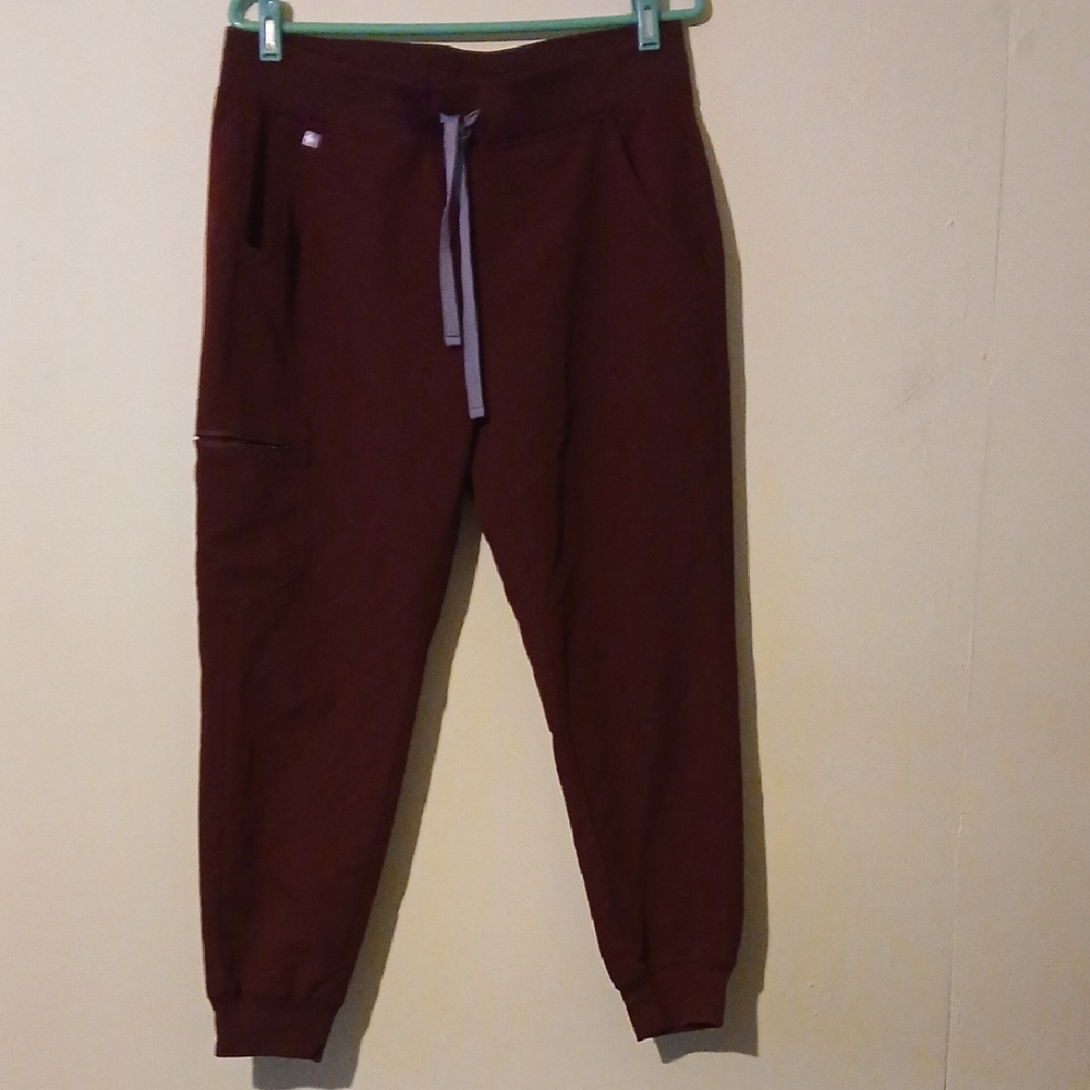 Maroon Drawstring Jogger Scrub Pants - Zamora